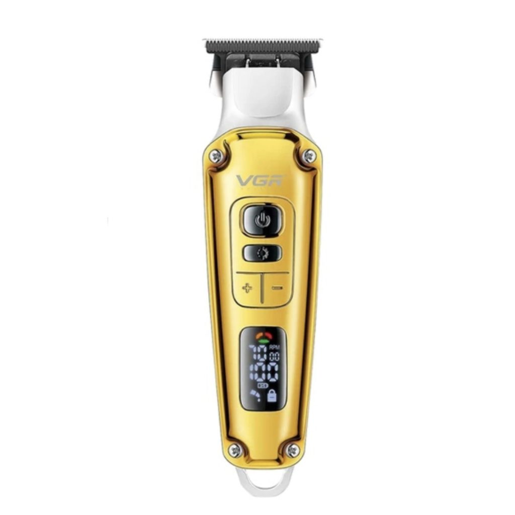 ماشین اصلاح موی سر و صورت تریمر وی جی آر مدل V-931، دارای صفحه نمایش LED، منبع انرژی برق و باتری، اندازه اصلاح 1 تا 7 میلی‌متر، جنس تیغه کربن استیل، مدت زمان شارژ 150 دقیقه و مدت زمان استفاده پس از شارژ 240 دقیقه