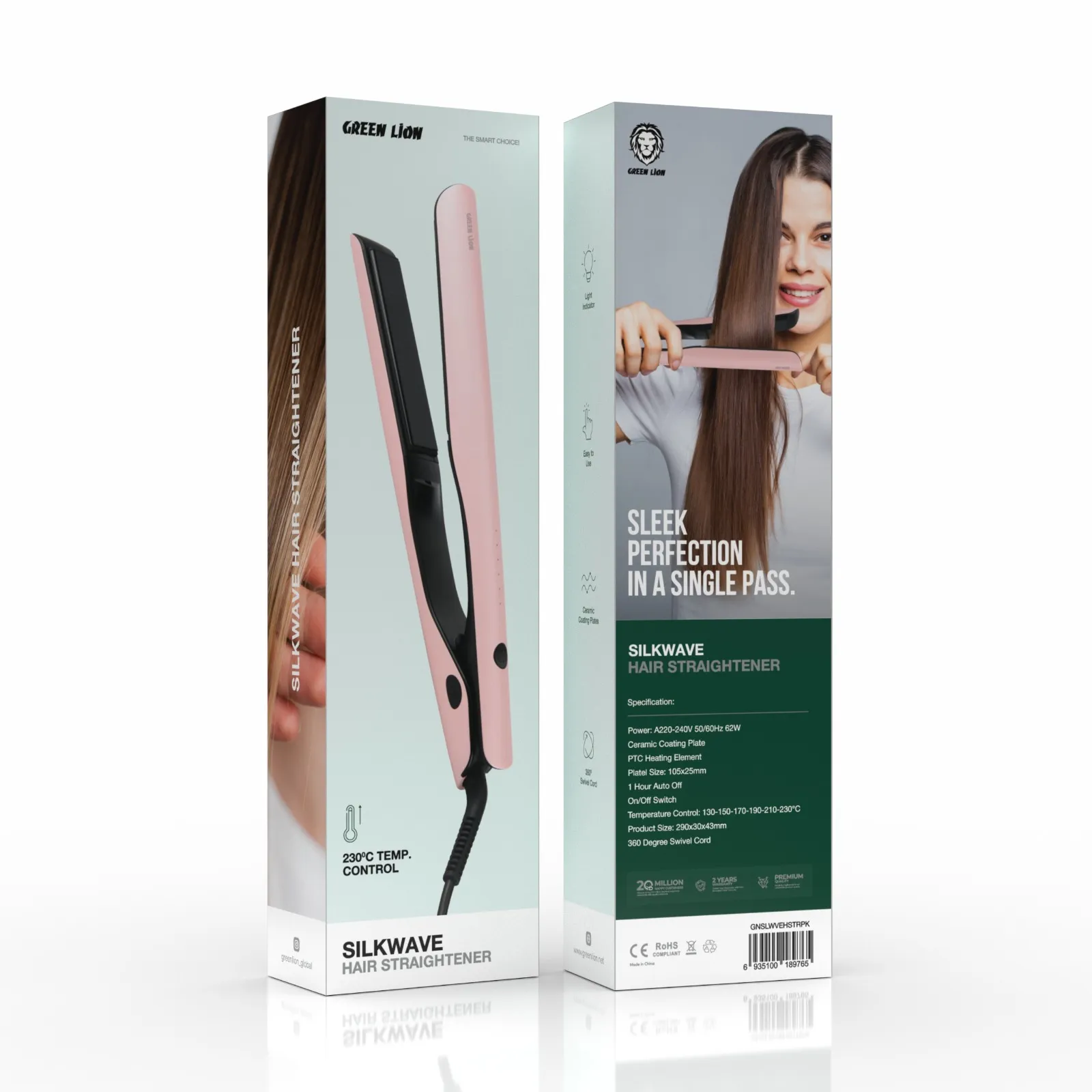 GNSLWVEHSTRPK-7488 اتو مو گرین لاین Green Lion Silkwave Hair Straightener 182933 - Image 1