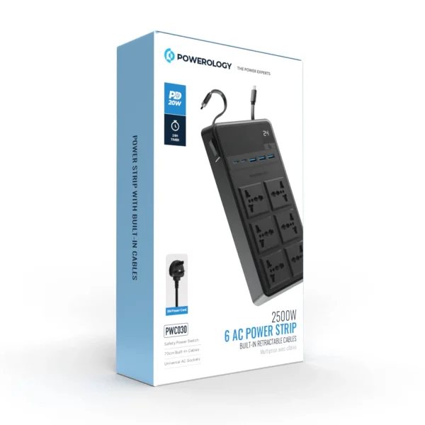 چندراهی برق پاورولوژی مدل PWCUQC030 به همراه 6 خروجی برق