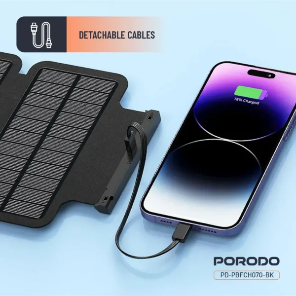 پاوربانک پرودو مدل PB070 با پنل خورشیدی ظرفیت 20000 میل آمپر