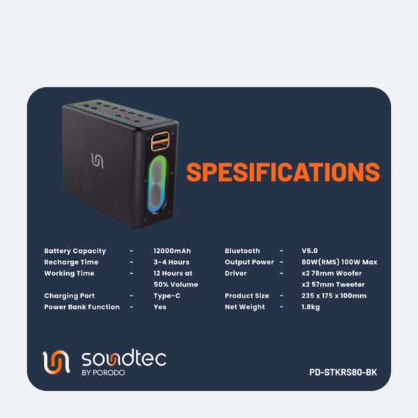 اسپیکر بلوتوثی قابل حمل پرودو مدل PD-STKRS80