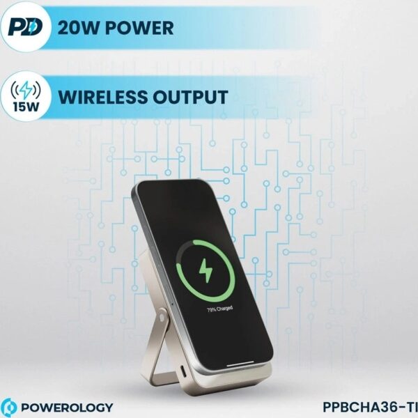 پاوربانک پاورولوژی مدل PP036 ظرفیت ۱۰ هزار میلی آمپر ساعت مگ سیف ۵۵۸۳۷۹ ۵۵۸۳۸۶