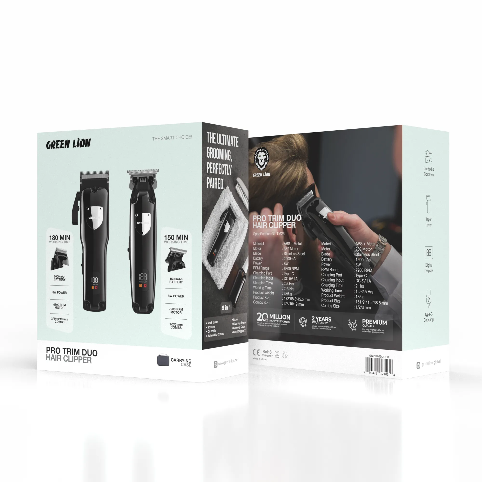 GNPTRMDUOBK-432 ماشین اصلاح دوگانه پرو تریم گرین لاین PRO TRIM DUO HAIR CLIPPER 121034 - Image 1
