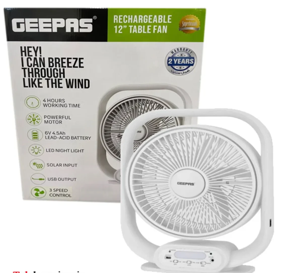 Geepas rechargeable fan model 21189_00 پنکه شارژی جی پاس مدل 21189 - Image 1