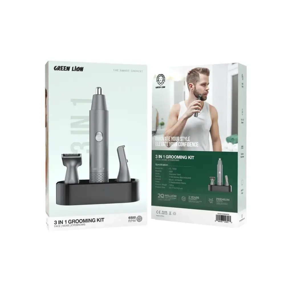 Green Lion 3 in 1 Grooming Kit - Silver موزن بینی 3کاره گرینGreen Lion 3 in 1 Grooming Kit - Silver 126213 - Image 1