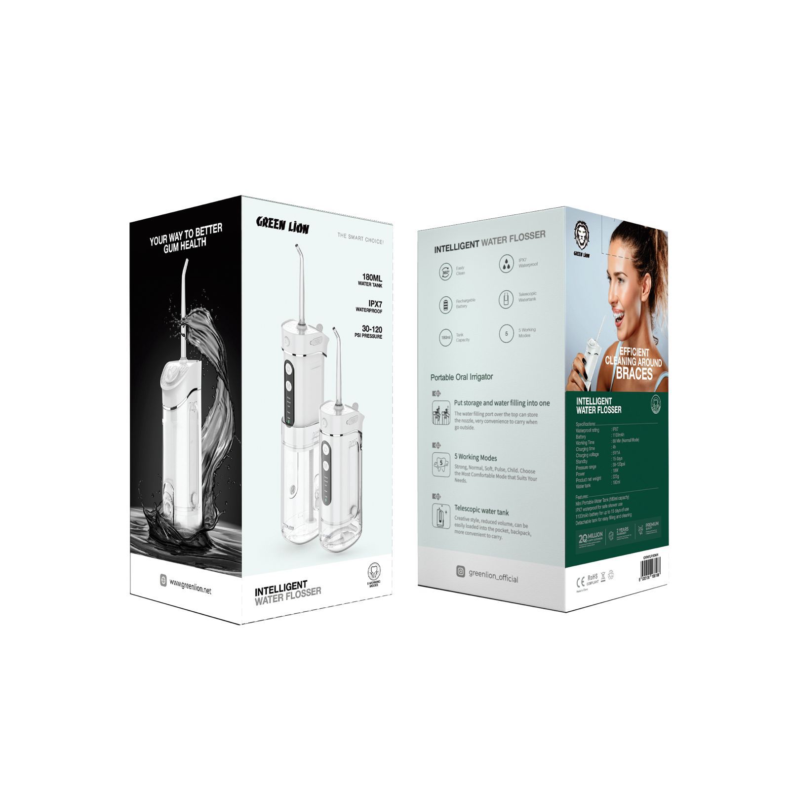 2948d811.webp واتر جت شستشو دهان و دندان گرین لاین Portable Oral Irrigator 180ML 188188-188195 - Image 1