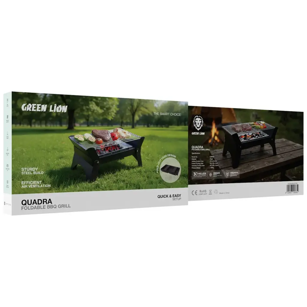 Green Lion Qudra Foldable BBQ Grill - Black باربیکیو ذغالی گرین 092650 Green Lion Qudra Foldable BBQ Grill - Black - Image 1