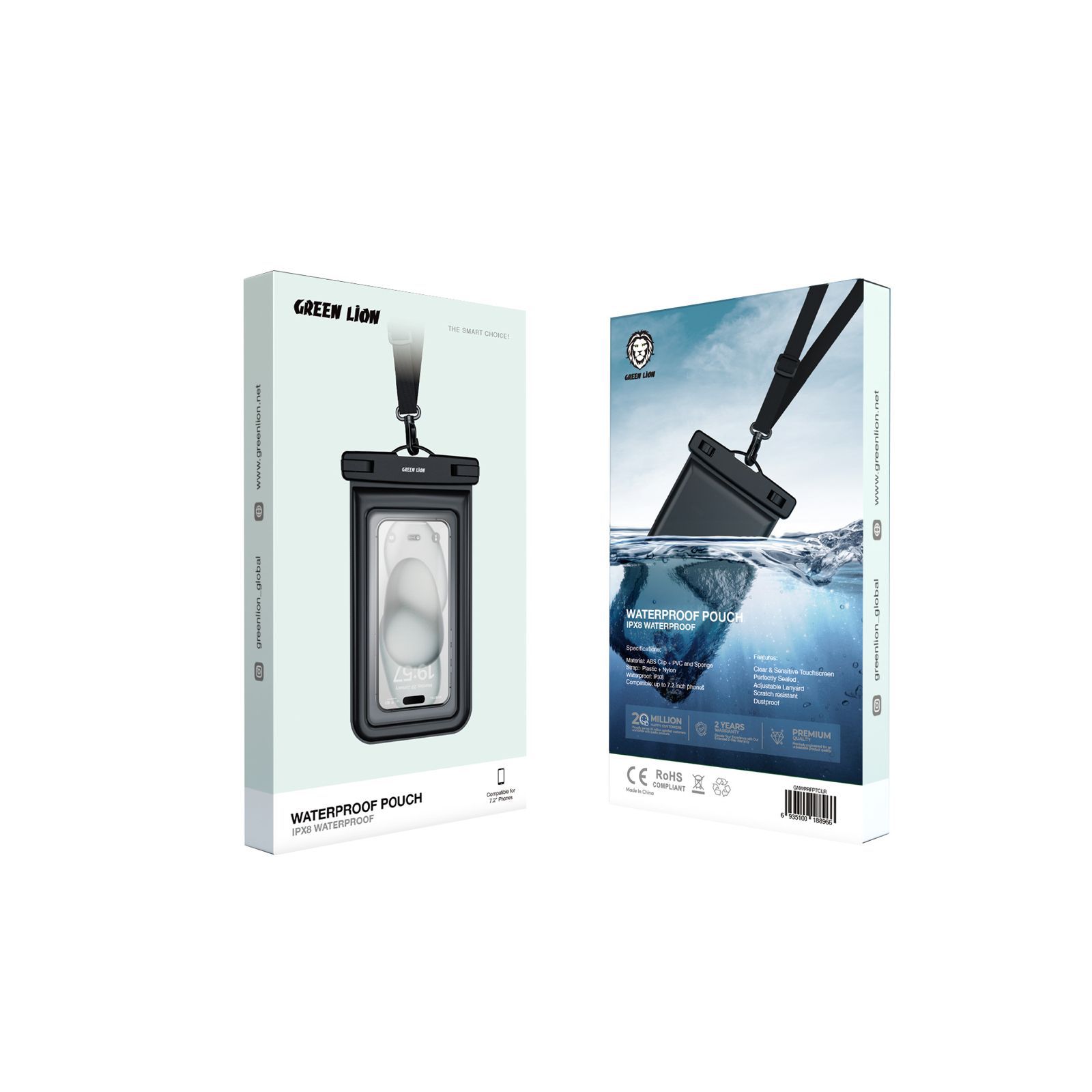 d1c10144.webp کاور ضد آب موبایل 7.2 اینچی گرین Green Waterproof Pouch 7.2inch Phones 188966 - Image 1