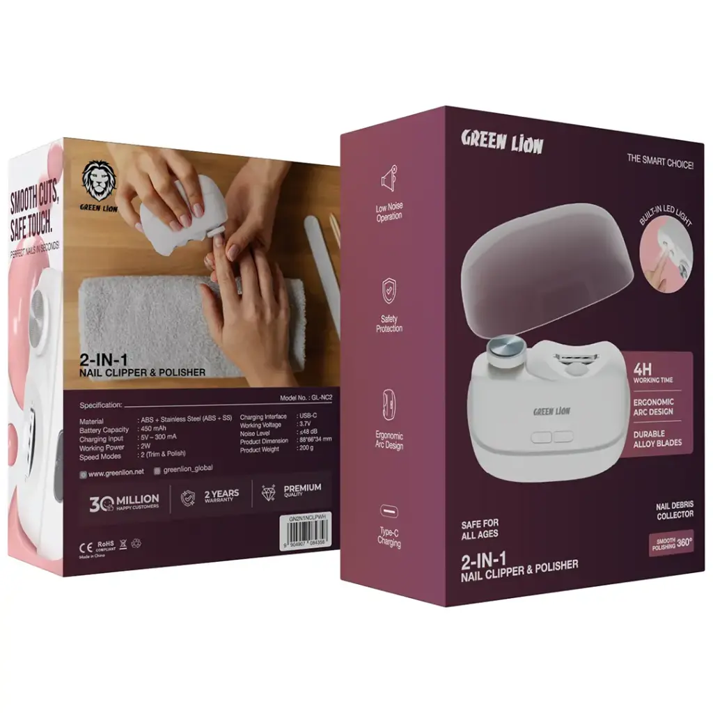 Green Lion 2-In-1 Nail Clipper and Polisher - White ناخن گیر شارژی گرین ۰۸۴۳۵۸ - Image 1