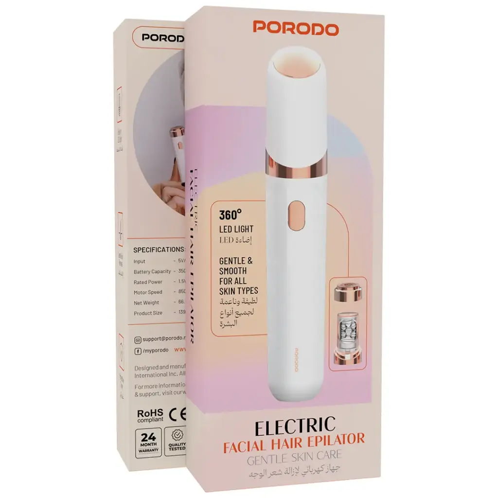 Porodo Electric Facial Hair Epilator موزن شارژی پورودو ۷۲۰۹۷۰ ۷۲۱۰۳۸