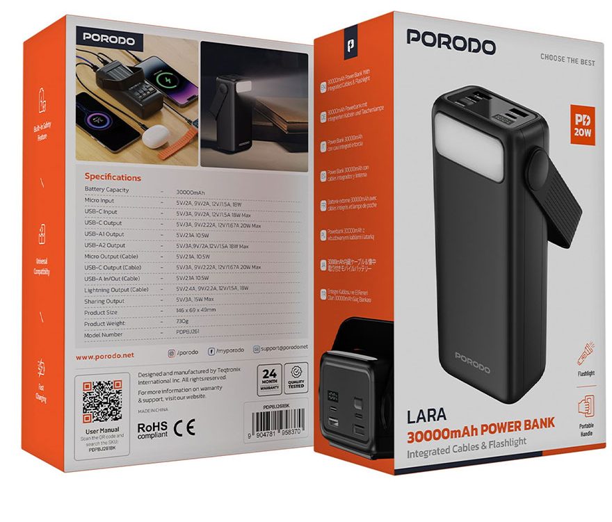 Porodo-Lara-30000mAh-Power-Bank پاوربانک پورودو30000 Porodo Lara 958370 - Image 1