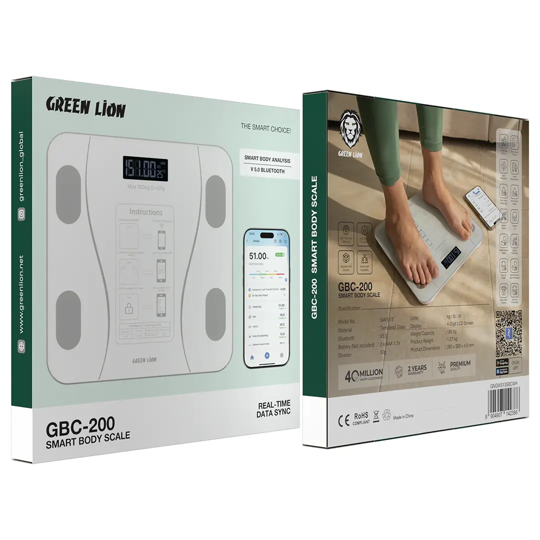 Green Lion GBC-200 Smart Body Scale - White ترازو وزن هوشمند ۲۰۰گرین ۱۴۲۳۸۶ - Image 1