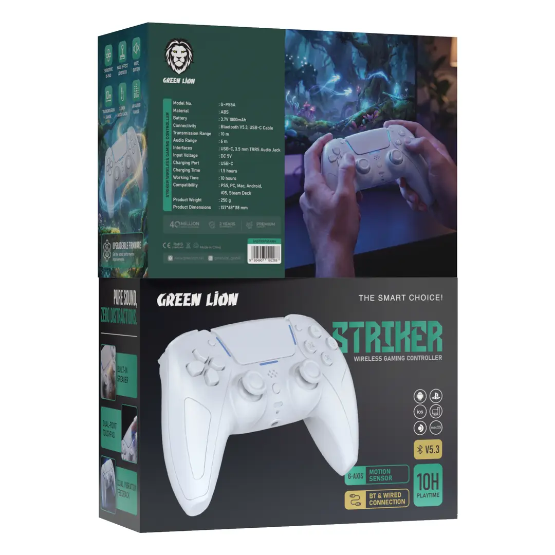 Green Lion Striker Wireless Gaming Controller (GNSTKRPS5AWH) دسته ps5 گرین لاین 192268 - Image 1